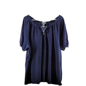 Catherines Dark Wash Blue Chambray Denim Lace-Up Mini Dress Women's Size 2X